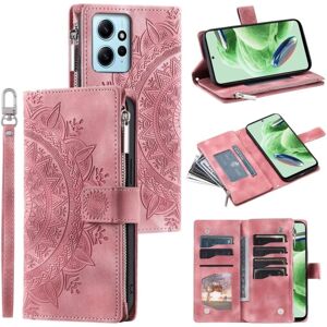 SKALO Xiaomi Redmi Note 12 4G Big Wallet Mandala Pungetaske - Ro Pink gold