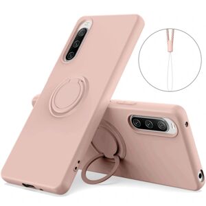 SKALO Sony Xperia 10 V Ultratynd silikonecover med ring - Pink Pink