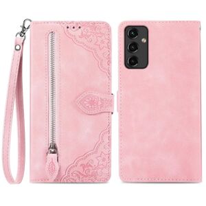 SKALO Samsung A14 4G/5G Big Wallet Flower Pungetaske - Pink Pink