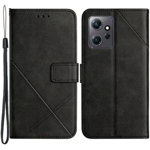 SKALO Xiaomi Redmi Note 12 4G PU læderpung med prægning - Sort Black