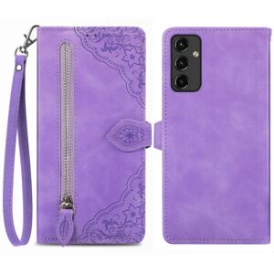 SKALO Samsung A14 4G/5G Big Wallet Flower Pungetaske - Lilla Purple