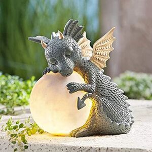 Dragon Statue Havefigur Powered LED-lys udendørs