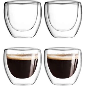 4 Stk Dobbeltvæg Shot Glas Dobbeltvægget Espresso Kaffekop 80ml