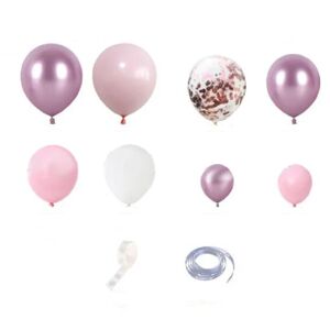Pink og lilla ballonguirlandesæt, ballonbue til piger