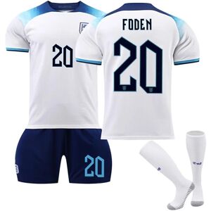 22-23 World Cup England Hjemme T-shirt fodbolduniform til voksne børn - Perfet No.20 Phil Foden 24