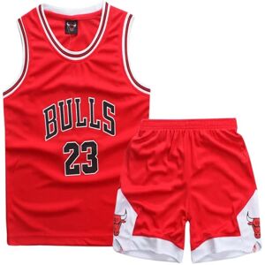 Michael Jordan No.23 Basketball Jersey Sæt Bulls Uniform Til Børn Teenagere W Rød- Perfet Red XL (150-160CM)