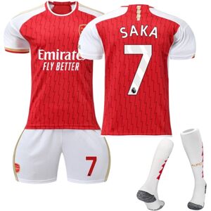 23-24 Arsenal Home Kids Fodboldsæt med nr. 7 sokker Saka Adult XS