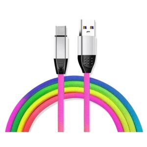 Teknikproffset Micro-USB Tekstilkabel 1 m, Rainbow farver