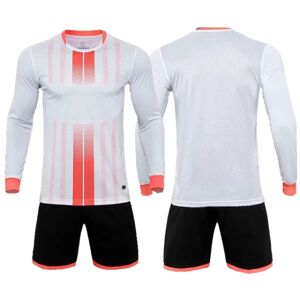 1 sæt brugerdefineret fodboldtrøje til mænd Drenge fodboldtøj sæt langærmet fodbold uniform Voksen målmand Sportsdragt Børn Træningsdragt white Adult Size M