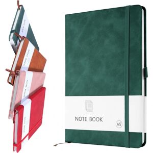 A5 notesbog, PU-læder, 200 sider (100 ark)-grøn