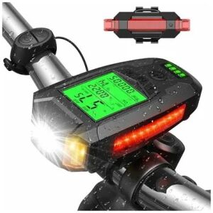 FEIFAN Cykellygte, USB Genopladelig Cykellygte med Speedometer, Cykel