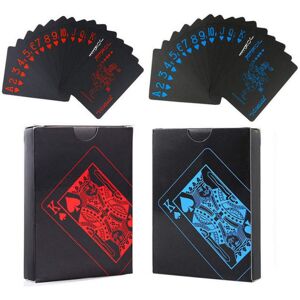 GeekAtmosphere 2 stk. Pure Black Plastic Vandtæt PVC Poker Bordspil Kort Magisk Udenrigshandel Spillekort Papirkort