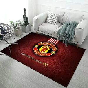 LD Manchester Football Team Tæppe Logo Område Tæppe Skridsikre gulvmåtter Dørmåtter Manchester United tæppe til indendørs og udendørs soveværelser 80x120cm