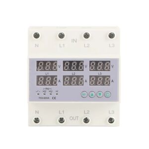 BEMS 3-faset DIN-skinnevoltmeter Amperemeter Automatisk overspændingsoverstrømsbeskytter AC 390‑500V 63A