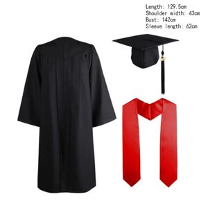Jettbuying Bachelor Robes+hat Sæt University Graduation Gown Student High Black 51