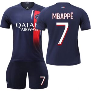 Paris fodboldtrøjesæt Børn Ungdom Voksen Mbappe/Messi/Neymar T-shirttrøje No. 7 24(130-140cm)