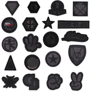 20 STK Broderi Iron-on Patch, Black Badge Broderi Patch App