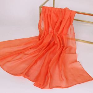 Dame tørklæde sjal 2022 efterår og vinter ensfarvet chiffon tynd 3# pumpkin-orange 150-50cm