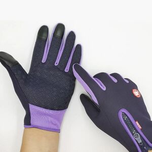 Kvinder Mænd Cykelhandsker Udendørs Varme Vindtætte Touch Screen Handsker Purple S