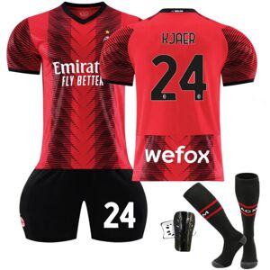 23-24 AC Milan hjemmefodboldtrøje børn voksentrøje nummer 24 Simon Kjær Add Socks and Pad #24