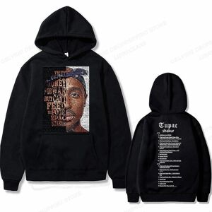 Tupac 2pac Hættetrøje Mænd Kvinder Mode Hættetrøjer Børn Hip Hop Hættetrøjer Kvinder Sweats Drenge Frakker Rapper Sweats Shakur Træningsdragter Punk L 2DF504994-black (22)