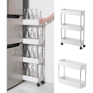 2/3/4 Tier Slim Opbevaringsvogn Mobil reoler Organizer Slide Out Opbevaring Rullende Utility Cart Stativ til køkken badeværelse 4 floors