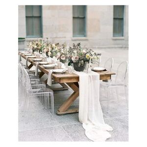 Hvid bordløber bryllup chiffon bordløber 70 X 300 cm lange bordløbere til udendørs borddekoration