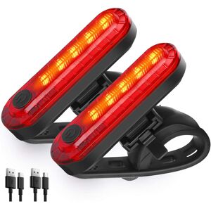 LED baglygte bag cykel 2 pakke, Super Bright USB genopladelig Bi