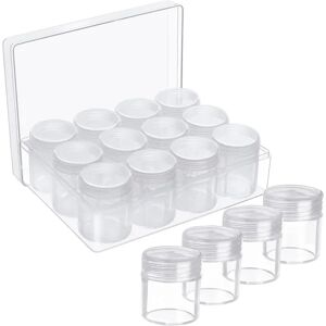 Perleopbevaringsboks - 12 små aftagelige klare plastikglas med låg