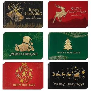 24 glædelige julekort, julekort med kuverter og stic