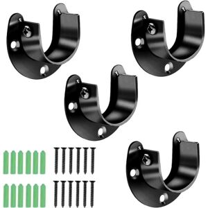 4 stk sort 25mm skinnende sølv åben flange rustfrit stål åbent tøjstativ holdbart