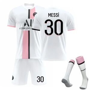 TFXHUA Fodboldsæt Fodboldtrøje Trænings-T-shirt Messi White 26（10-11Years）