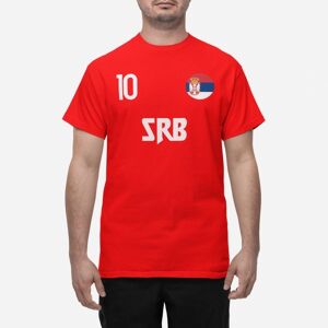 Highstreet Serbiens landsholds-t-shirt i rød med SRB & 10 fodbold euro24 XL