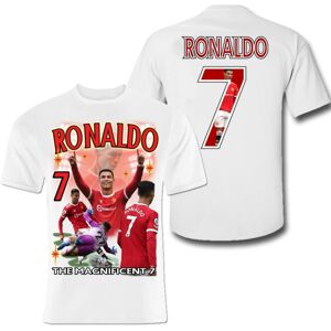 Highstreet T-shirt UDSALG Ronaldo Portugal United sportstrøje print foran og bagpå White 140cl 9-11år