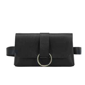 Dame bæltetaske Flap Læder Fanny Pack SORT SORT Black