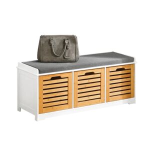 SoBuy Skobænk med hynde og 3 store skuffer FSR23-WN Wood Bench with 3 baskets