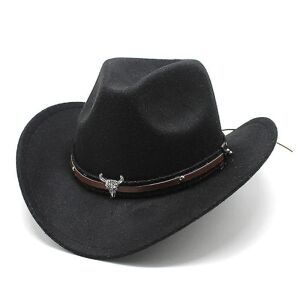 YIXI Western Cowboy Top Hat Filt Hat Sort