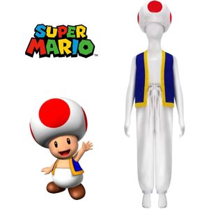 Voksne Super Mario Bros 2 Toad Cosplay Festkostume Toppe+bukser+hat Outfits Sæt Gaver M