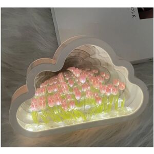 2023 Tulipan lampe tulipan spejl natlys, LED tulipan nat lys sky lampe lampe spejl blomsterlampe to-i-en pink