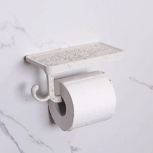 YIXI Vintage indretning stil toiletpapirholder med telefonhylde og badeværelseskrog Hvid