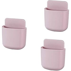 3 stk Fjernbetjeningsholder Vægmonteringsholdere Telefon Opladning Desktop Organizer Opbevaringsbeholdere til hjemmekontor Pink