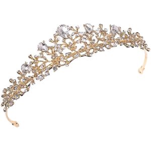 Bryllups-hovedbeklædning til kvinder - Konkurrence-hovedbeklædning Tiara, Bride's Rhinestone Brude Tiara guld- og hvid murstensversion