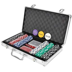 Pokersæt med taske - 300 chips - Poker - Texas Strong Poker Sæt Silver