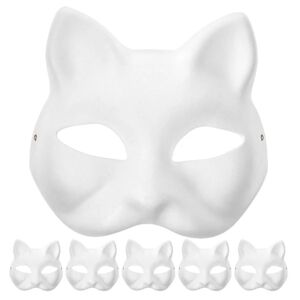 6 stk Blank Cat Molding Masks Performance Cosplay Cosplay Mask Umalede kattemasker White 18X17X6CM