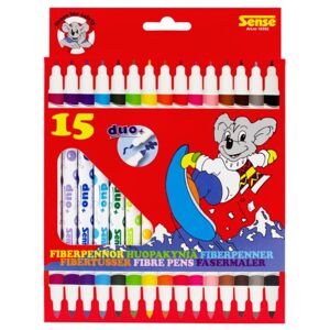 Sense Fiber Pens Dobbelt Tip 15-Pak Multicolor