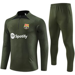 23-24 sæson Barcelona langærmet halvtræksdragt børns fodbold uniform træningsdragt langærmet dragt ArmyGreen L