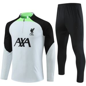 23-24 sæson Liverpool langærmet trøje til voksne og børns fodbolduniform opvarmning langærmet halvtræk træningsuniform light gray XL