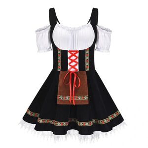 Hurtig levering 2023 Bedste Oktoberfest kostume til kvinder tysk bayersk Dirndl ølpige fancy kjole S - 4xl Black 3XL