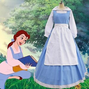 Beauty and the Beast Anime Blue Maid Costume Cosplay Maid Costume Belle Princess Maxikjole S