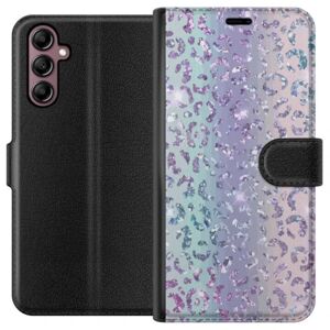 Samsung Galaxy A14 5G Tegnebogsetui Glitter Leopard